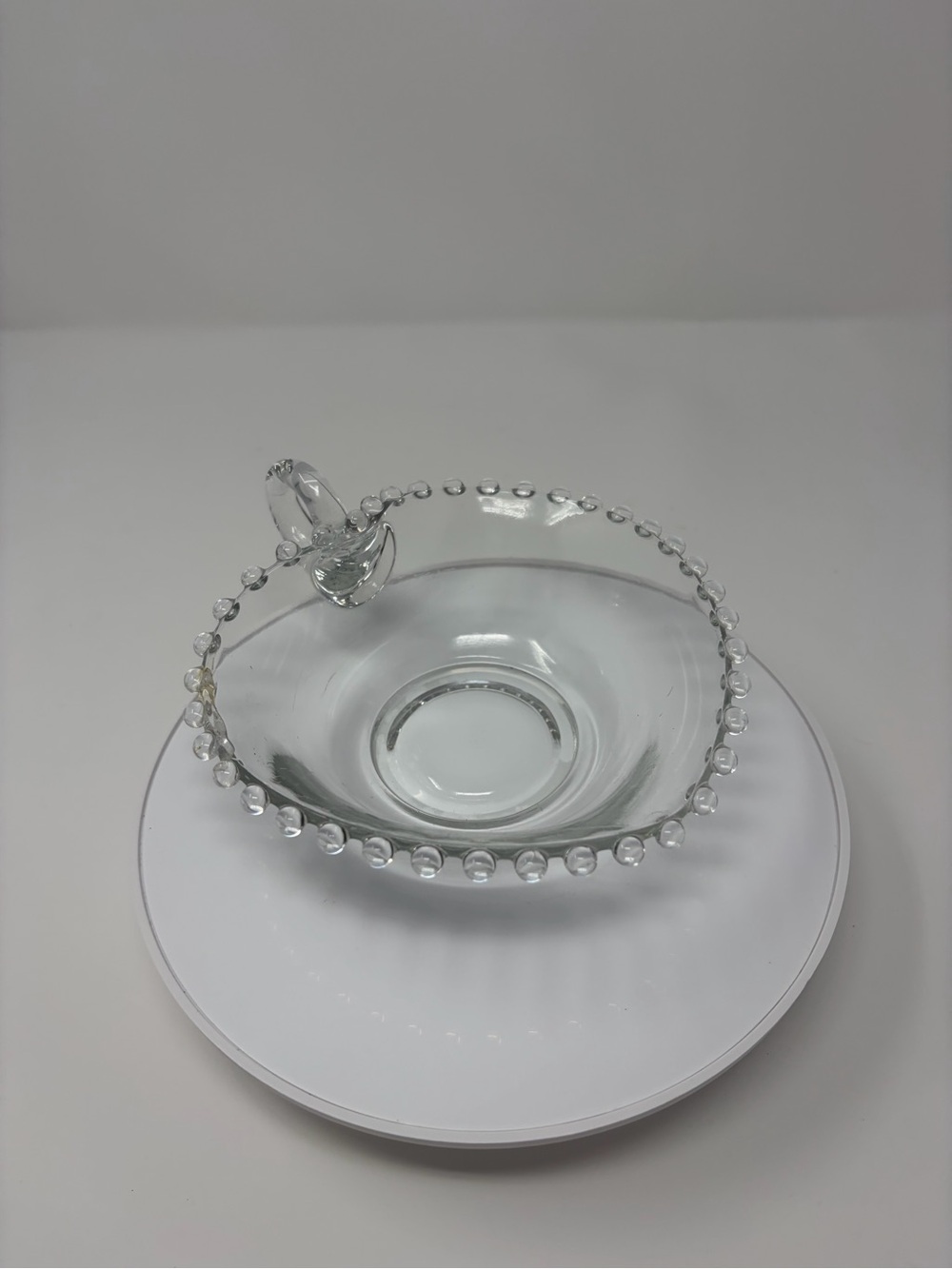 Vintage Imperial Candlewick Heart Shaped Bowl With Handle 5"